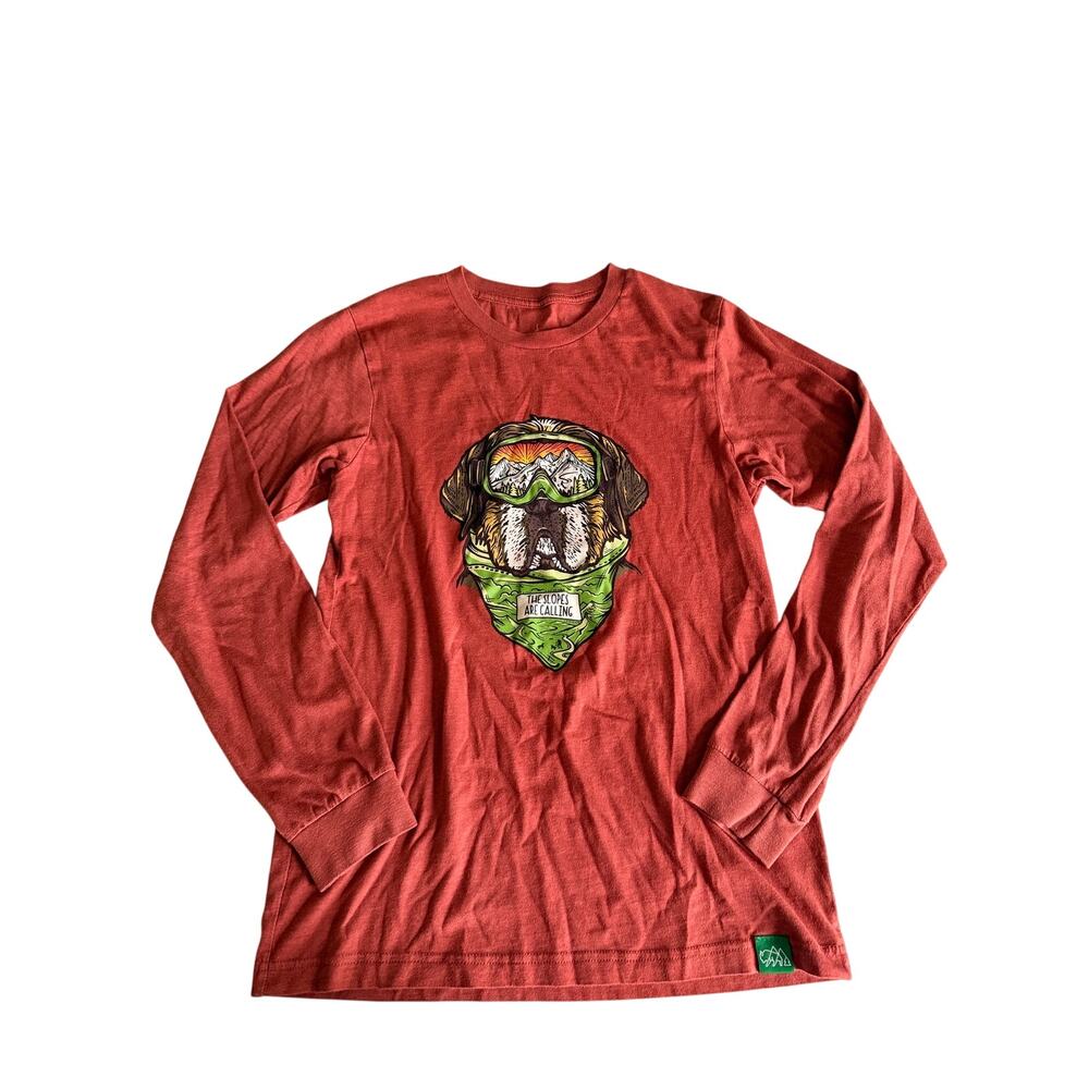 Wild Tribute 4 The Forest: Boys' Red Dog Skiing Long Sleeve Tee